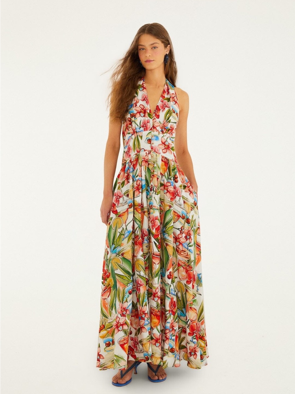 Farm Rio Off-White Cocktail Maxi Dress